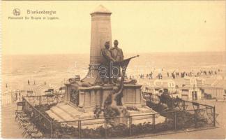 Blankenberge, Blankenberghe; Monument De Bruyne et Lippens / monument, beach (from postcard booklet)