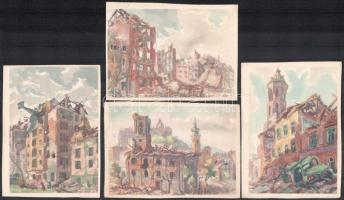 cca 1950 12 db nyomat a romos Budapestről, 14x10 cm