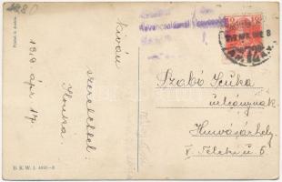 1919 Boldog Húsvéti Ünnepeket! / Easter greeting art postcard, lady with bunny. B.K.W.I. 4691-3. s: ...