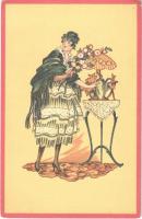 Lady art postcard. litho s: K. Worm (EK)