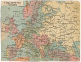 A Világháború Térképe. Lengyel Lipót műintézet kiadása. Kinyitható képeslap / WWI Map of the First World War. folding card (b)