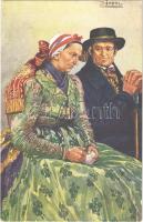 Egerländer (bei Karlsbad, Marienbad, Franzensbad). Österr.-ungar. Volkstypen Serie XXVIII/5. / Czech folklore art postcard s: Zindel