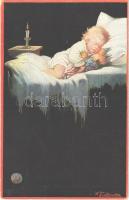 Children art postcard. Wohlgemuth & Lissner No. 1230. Schlaf Kindlein - Schlaf s: W. Fialkowska (EK)