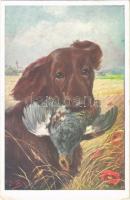 1917 Hunting dog with prey. B.K.W.I. 859-4. artist signed (EK)