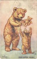 1910 Our Latest Teddy. Raphael Tuck & Sons Oilette Teddy Bears at Play Postcard 9794. s: Ellam (EB)