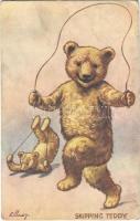 1910 Skipping Teddy. Raphael Tuck & Sons Oilette Teddy Bears at Play Postcard 9794. s: Ellam (Rb)