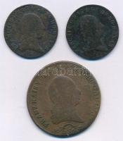 1800S 1kr Cu I. Ferenc (2x) + 1812S 3kr Cu I. Ferenc T:3