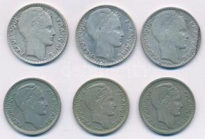 Franciaország 1930-1934. 10Fr Ag (3xklf) + 1948-1949. 10Fr Cu-Ni (3x) T:2,2-
France 1930-1934. 10 F...