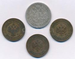 Orosz Birodalom 1895. 50k Ag + 1910-1913. 2k Cu (3xklf) T:3 ph., patina
Russian Empire 1895. 50 Kop...