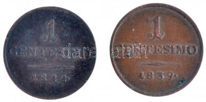 Olasz Államok / Lombardia-Velence 1822V 1c Br + 1839V 1c Br T:2,2- Italian States / Lombardy-Venetia 1822V 1 Centesimo Br + 1839V 1 Centesimo Br C:XF,VF