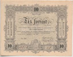 1848. 10Ft Kossuth bankó barna hátlapi alapnyomat T:III szép papír, ebben a tartásban ritka!  Adamo G111