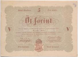 1848. 5Ft Kossuth bankó barna nyomat T:III szép papír, hátlapon felső sarkakban ragasztónyom Adamo G109A