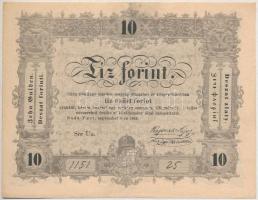 1848. 10Ft Kossuth bankó hátlapon ...BÜNTETETTNEK sajtóhiba T:III restaurált, nyomdai papírránccal, vágott  Adamo G111