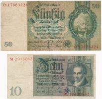 Németország / Weimar Köztársaság 1929. 10M + 1933. 50M T:III  Germany / Weimar Republic 1929. 10 Mark + 1933. 50 Mark C:F  Krause 180.a, 182.a