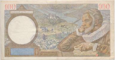 Franciaország 1942. 100Fr T:III kis szakadás, tűlyuk
France 1942. 100 Francs C:F small tear, needle...