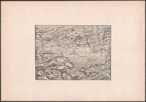 Régi Bodensee metszet, papír, kasírozva, paszpartuban, 11,5x16 cm