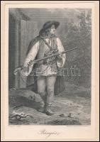 Barabás Miklós (1810-1898) rajza után metszette Karl (1810-1893): Bányász. Acélmetszet, papír, paszp...