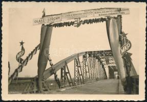 cca 1948 Szentes, Tisza-híd, fotó, 9×6 cm