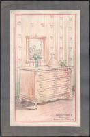 cca 1900-1940 össz. 5 db tervrajz historizáló stílusú bútorokról, Szilágyi Mihály mübutor-asztalos, ...