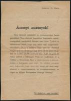1919 A románok által megszállt Budapesten osztott román propaganda szórólap Ácsorgó asszonyok.
