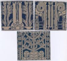 cca 1910 Kozma Lajos (1884-1948): 5 db illusztráció, jelzés nélkül, papír, klisé, kartonra kasírozva, 10x9 cm