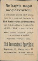 Wendt János Első Ferencvárosi Sportüzlet (Bp. Lónyay utca) szórólap
