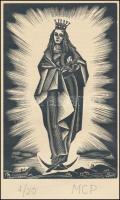 Molnár C. Pál (1894-1981): Szűz Mária. Fametszet, papír, utólagos jelzéssel, 16,5×11 cm