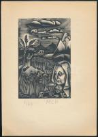 Molnár C. Pál (1894-1981): Az olajfák hegyén. Fametszet, papír, utólagos jelzéssel, 16,5×11 cm