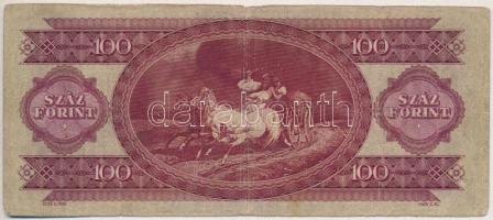 1947. 100Ft "B138 091605" T:III,III- ragasztónyom Adamo F27