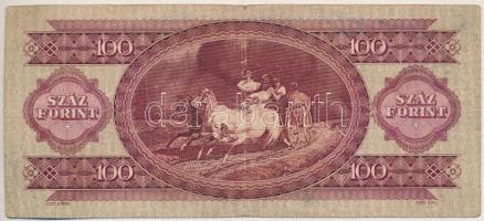 1949. 100Ft "B 563 049664" T:III ragasztónyom Adamo F29