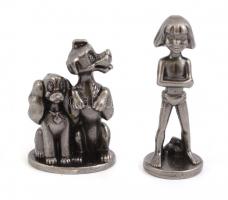 6 db Walt Disney fém mese figura. Klasszikus mesék. Pinokkió, Tarzan, Csipkerózsika stb. Réz nikkel....