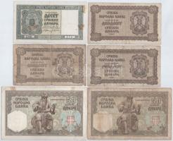 Szerbia / Német megszállás 1941. 10D + 20D (3x) + 50D (2x) + 1943. 100D (2x) + Jugoszlávia / Montene...