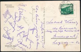 1953 FTC futballcsapat tagjainak aláírása levelezőlapon