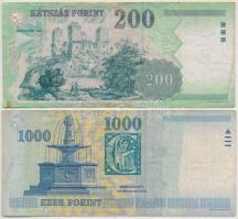 1999. 1000Ft "DD" + 2007. 200Ft "FA" T:III fo