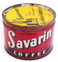 Savarin Coffee fém doboz, kopásnyomokkal, d: 13 cm, m: 9 cm
