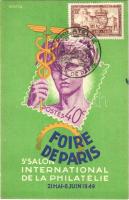 Foire de Paris International de la Philatélie 21 Mai - 6 Juin 1949 / International Philatelic Exhibition in Paris advertising card + So. Stpl.