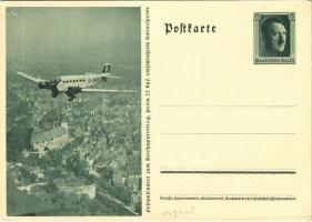 Festpostkarte zum Reichsparteitag / NSDAP German Nazi Party propaganda, Junkers Ju-52 (D-2600) Adolf Hitler's first personal transport aircraft, swastika; 6 Ga. (EK)