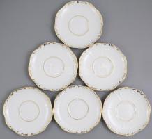 Zsolnay porcelán teás készlet, aranyozott dekorral, jelzett, apró kopásnyomokkal