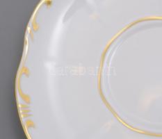Zsolnay porcelán teás készlet, aranyozott dekorral, jelzett, apró kopásnyomokkal