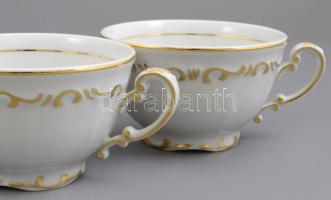 Zsolnay porcelán teás készlet, aranyozott dekorral, jelzett, apró kopásnyomokkal