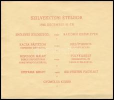 1942 A Gundel étterem szilveszteri menüjének képes menükártyája