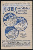cca 1930 Tudor akkugyár Petrix anódtelep reklám nyomtatvány
