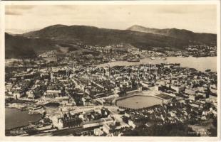 1938 Bergen, general view with railway station