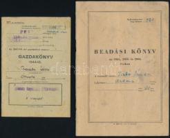 cca 1944 Gazdakönyv, Ókécske, néhány bejegyzéssel, kissé foltos borítóval + 1954-56 beadási könny