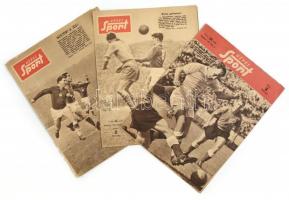 1955-1956 Képes Sport 3 száma (1955. nov. 15., 29., 1956. júl 10.) A címlapokon Puskás, Kocsis, Hidegkuti. Az 1956-os szám hiányos.