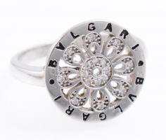 Ezüst(Ag) virágos gyűrű, Bulgari jelzéssel, méret: 56, bruttó: 3,82 g