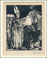 Kondor Béla (1931-1972): Áldás, fametszet, papír, jelzés nélkül, 11x14 cm paszpartuban