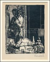 Kondor Béla (1931-1972): Kétely, fametszet, papír, jelzés nélkül, 11x14 cm paszpartuban