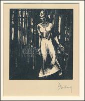 Buday jelzéssel: Angyal. Fametszet, papír, paszpartuban 12x11 cm