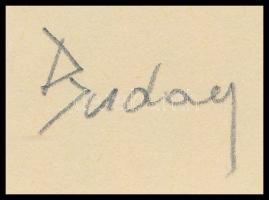 Buday jelzéssel: Angyal. Fametszet, papír, paszpartuban 12x11 cm